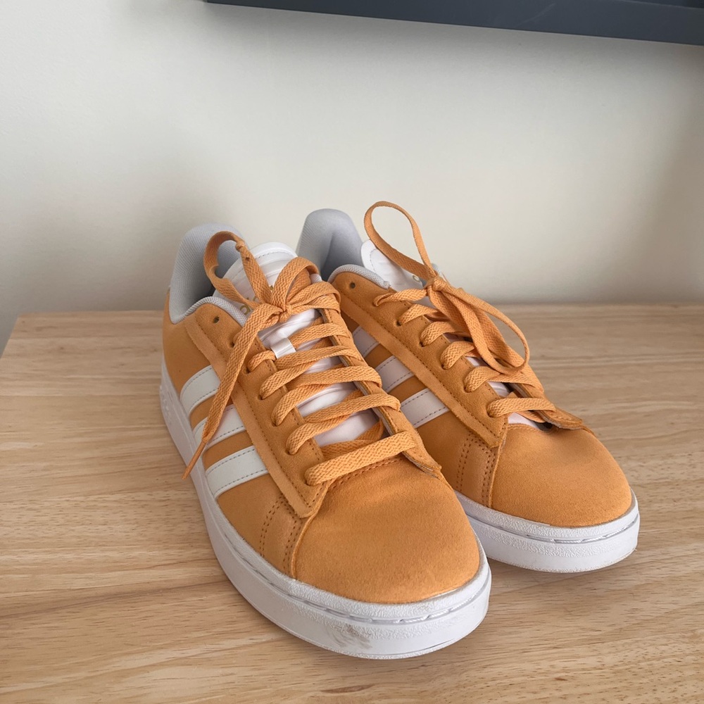 adidas White and Mustard Yellow Low-Top Sneakers